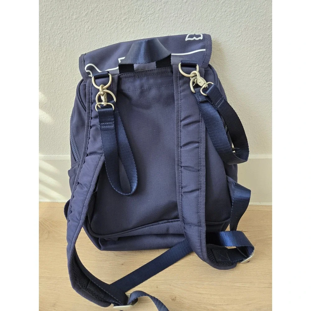 Vineyard Vines Navy Blue Whale Print Canvas Backpack Adjustable Straps